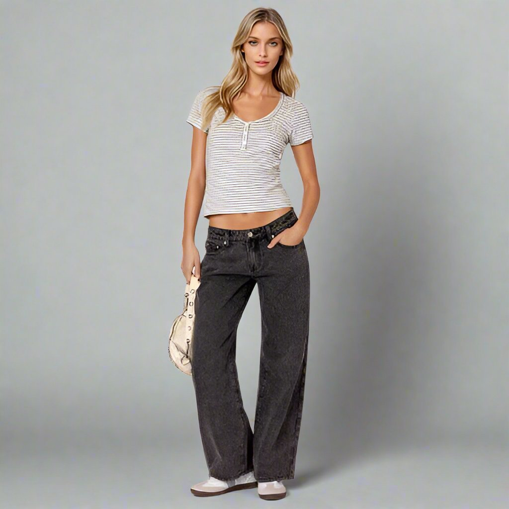 Roselina Straight-Leg Low-Rise Jeans