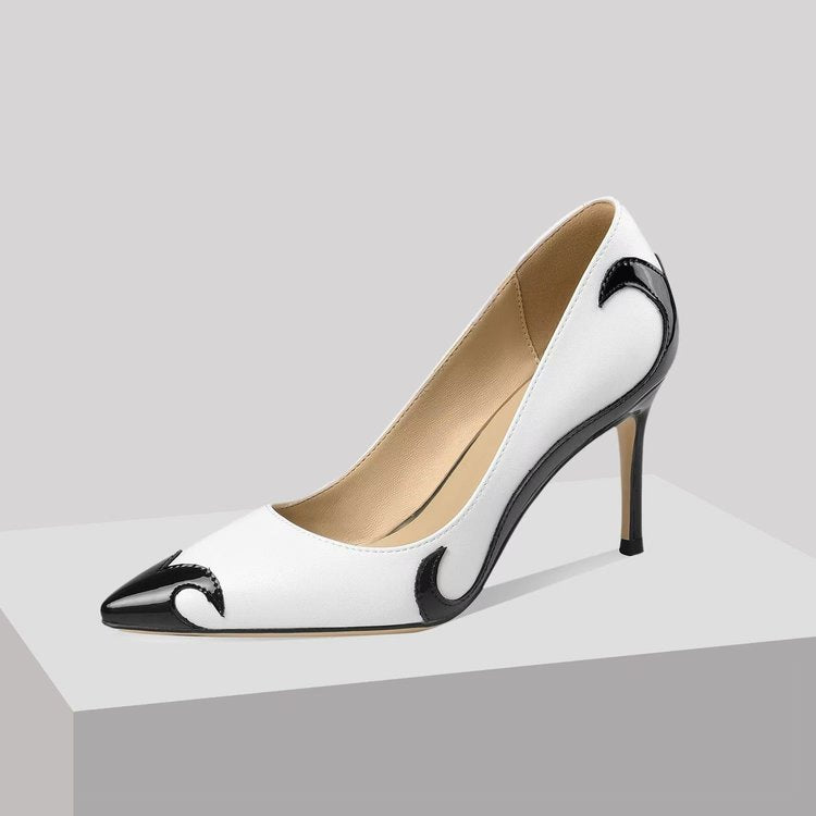 Smooth Leather Pointed Toe Heels With Arch Support