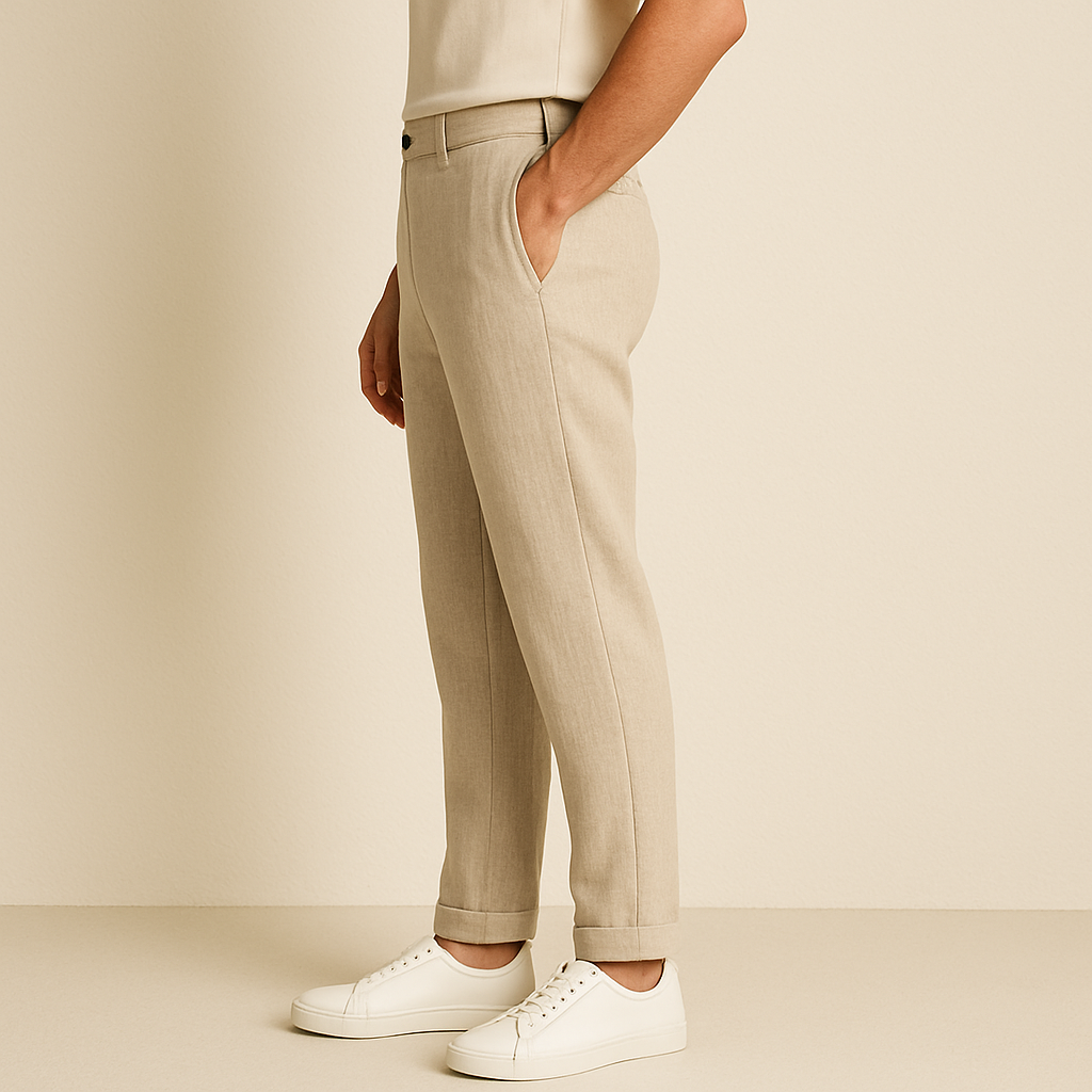 Men Relaxed Fit Lightweight Linen Blend Trousers
