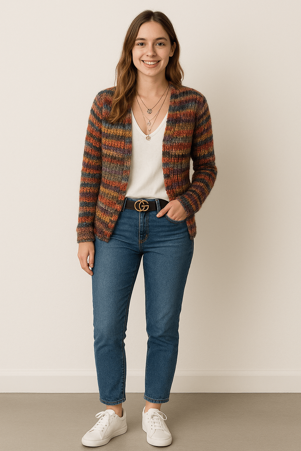 Multicolour Knit Cardigan Relaxed Fit