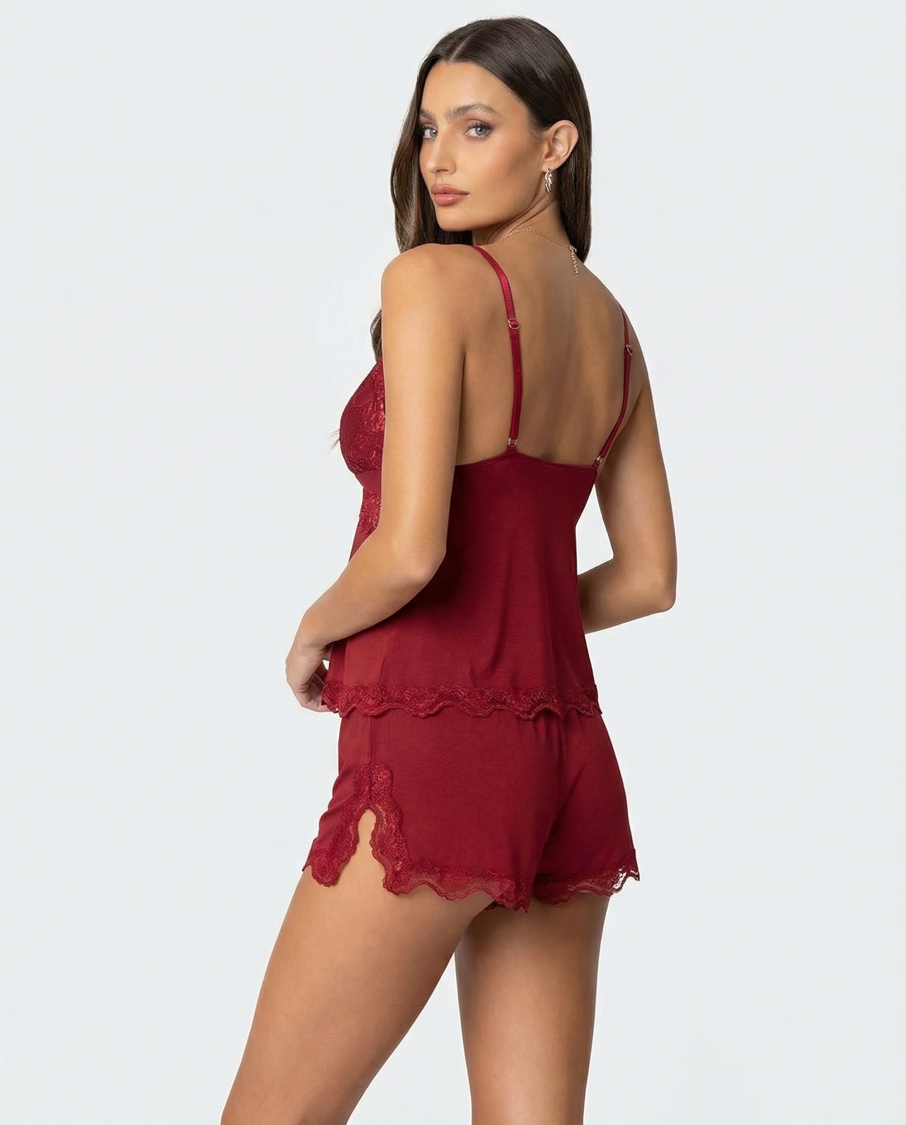 Lace Trim Cami And Short Set
