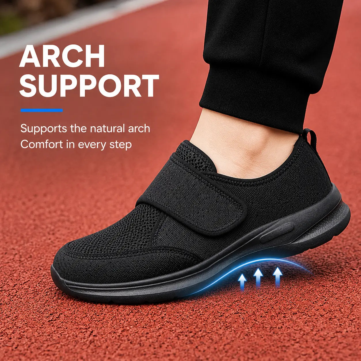 Wide Fit Orthopedic Walking Shoes with Adjustable Strap