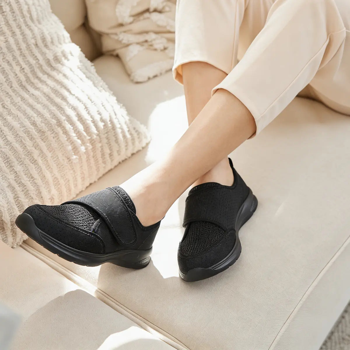 Wide Fit Orthopedic Walking Shoes with Adjustable Strap