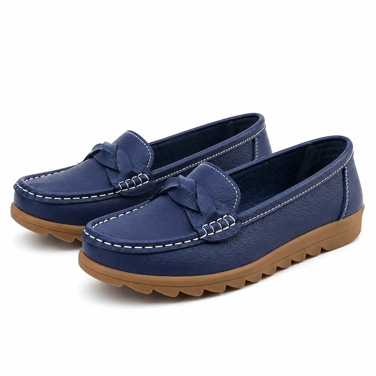 Women's Orthopedic Slip-On Loafers in Soft Leather Look