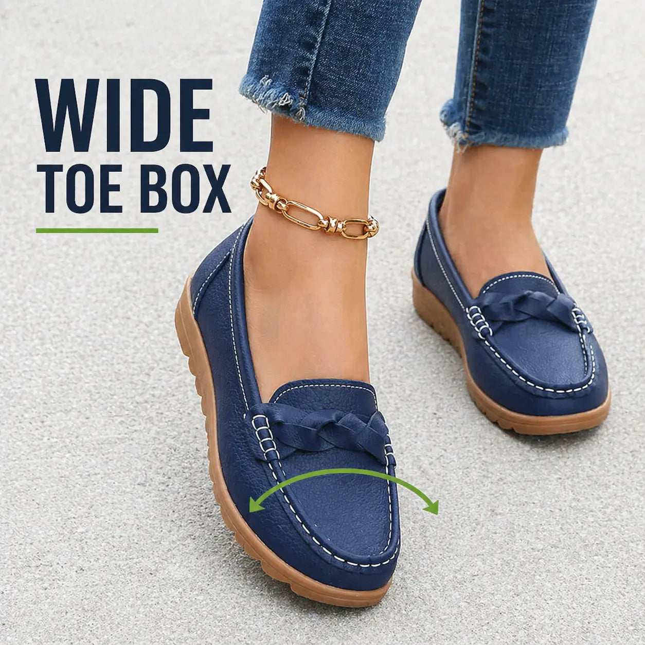 Women's Orthopedic Slip-On Loafers in Soft Leather Look