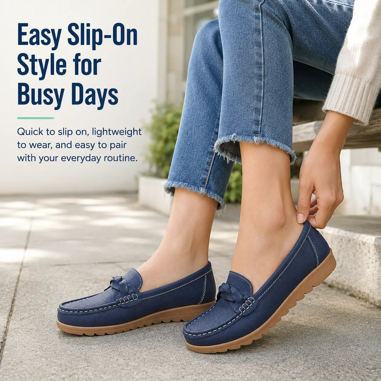 Women's Orthopedic Slip-On Loafers in Soft Leather Look