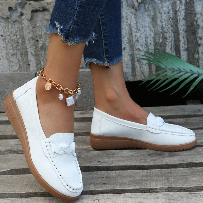 Women's Orthopedic Slip-On Loafers in Soft Leather Look