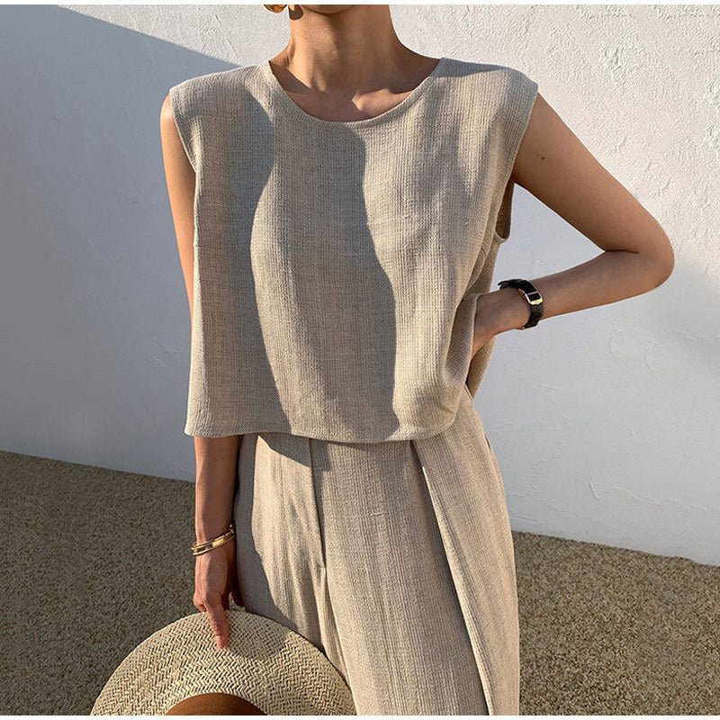 Sleeveless Wide Leg Two-Piece Set
