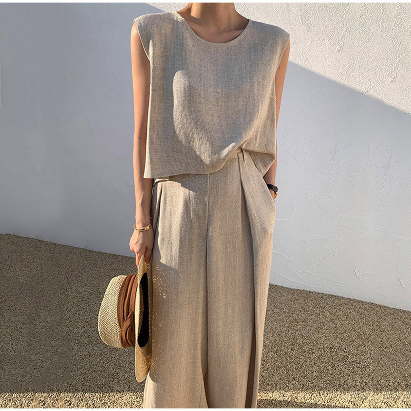 Sleeveless Wide Leg Two-Piece Set