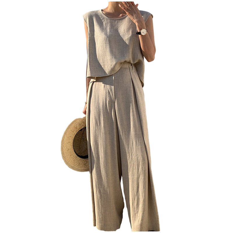 Sleeveless Wide Leg Two-Piece Set
