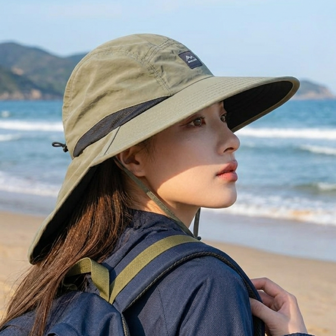 Wide Brim Sun Hat with Neck Flap and UV Protection