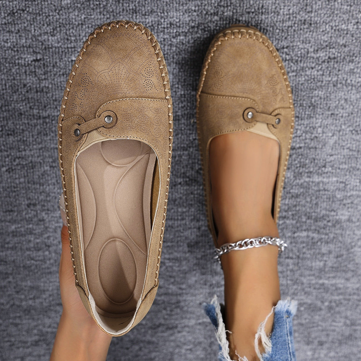 Women's Orthopaedic Suede Slip-On Loafers with Arch Support