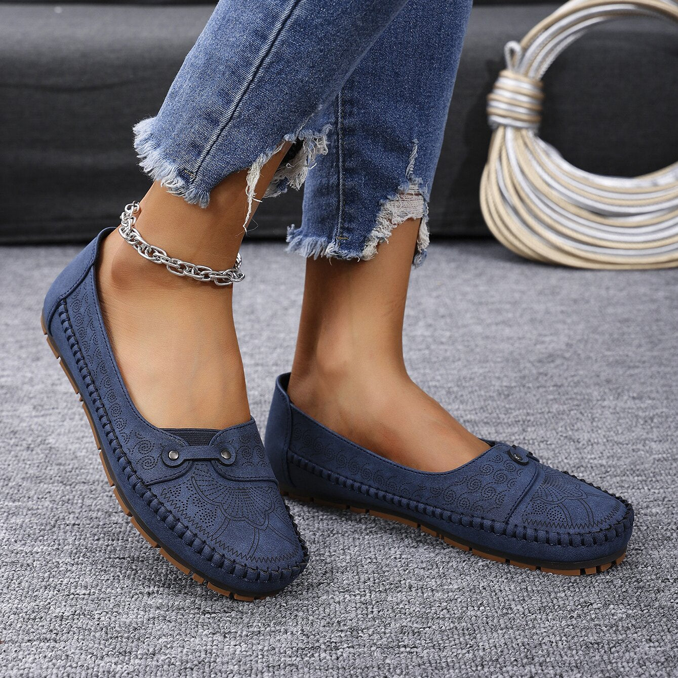Women's Orthopaedic Suede Slip-On Loafers with Arch Support