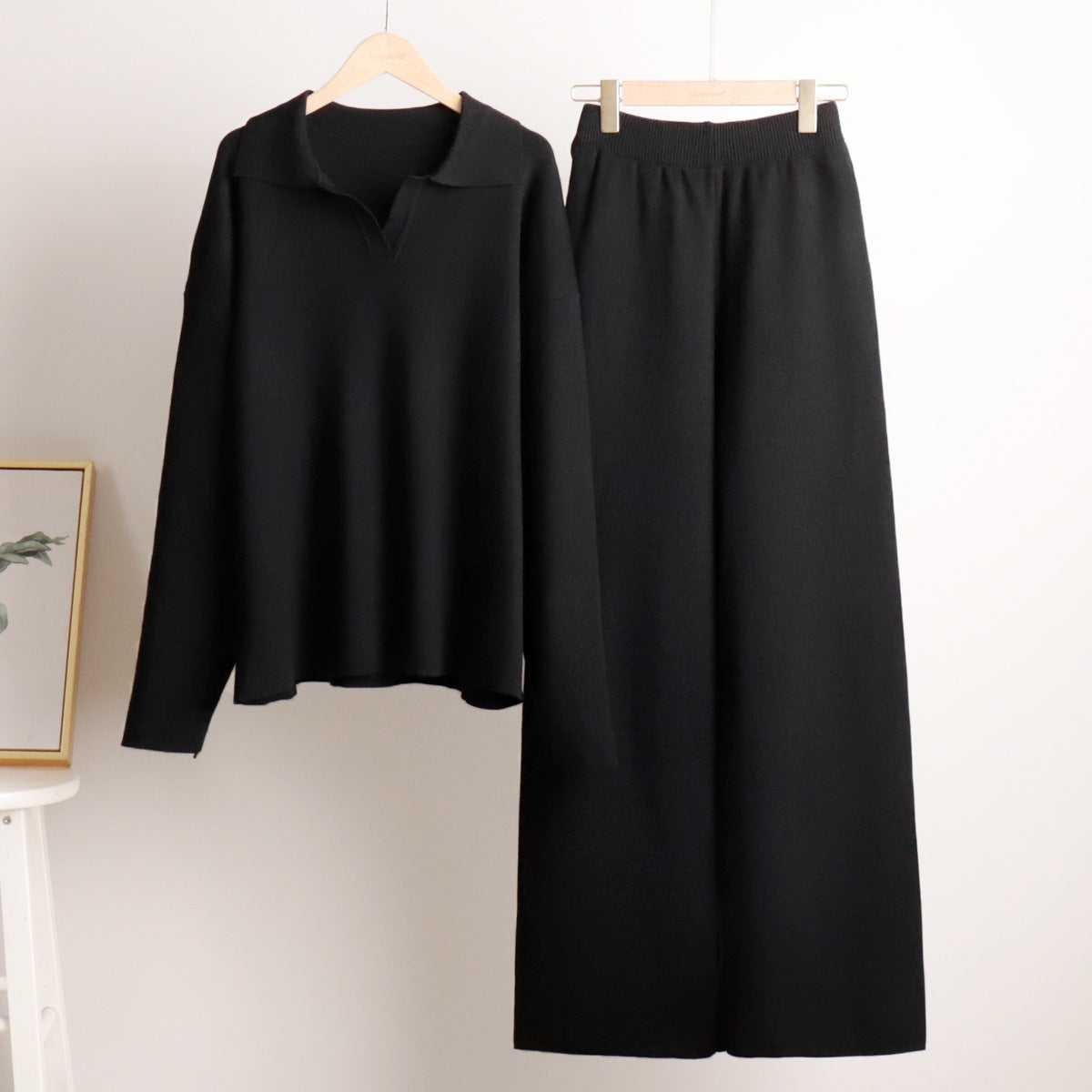 Collared Pullover Two-Piece Lounge Set