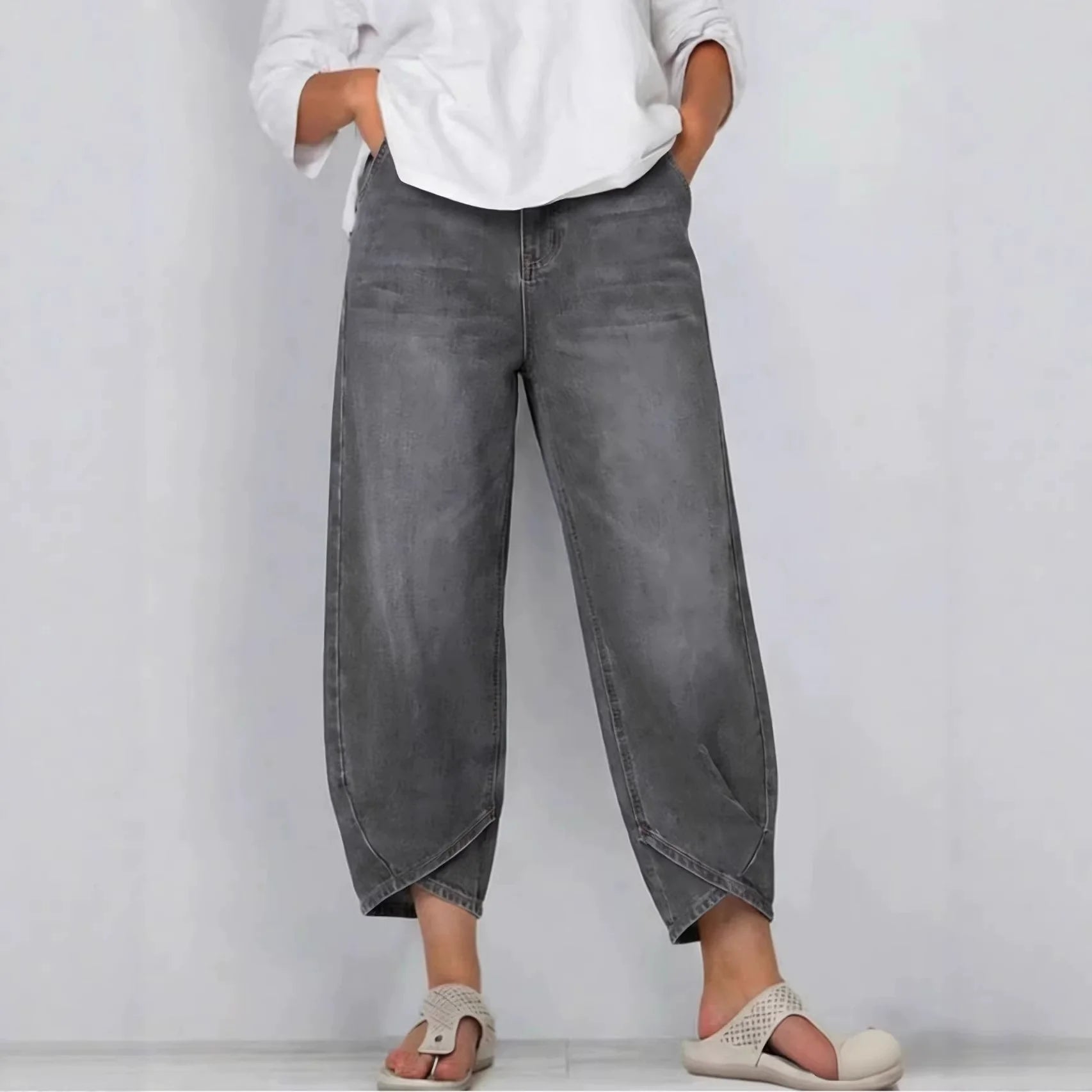 Women's Barrel Leg Cropped Denim Jeans