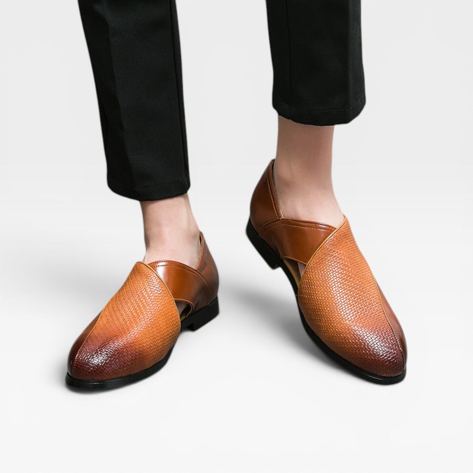 Cross Strap Genuine Leather Loafers