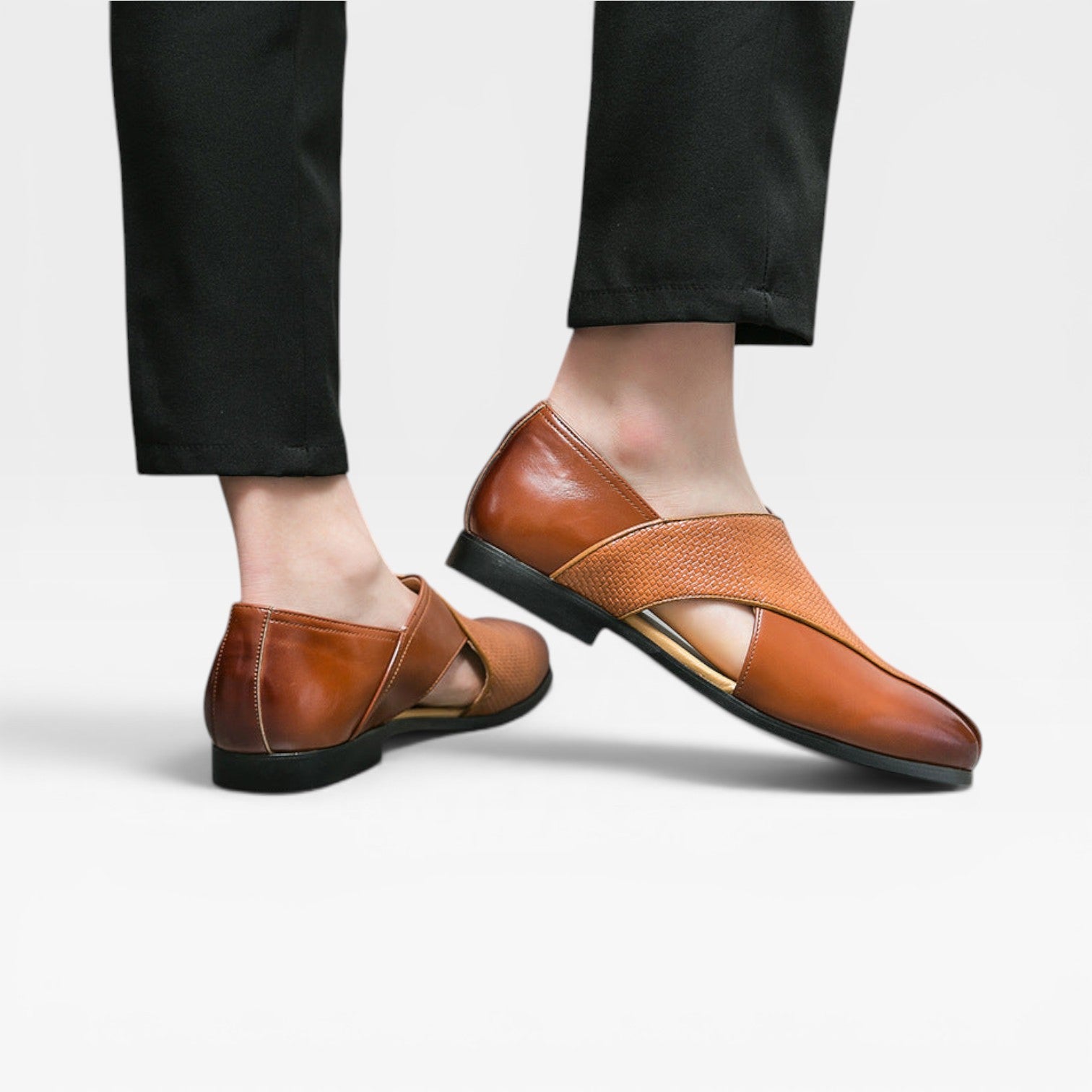 Cross Strap Genuine Leather Loafers