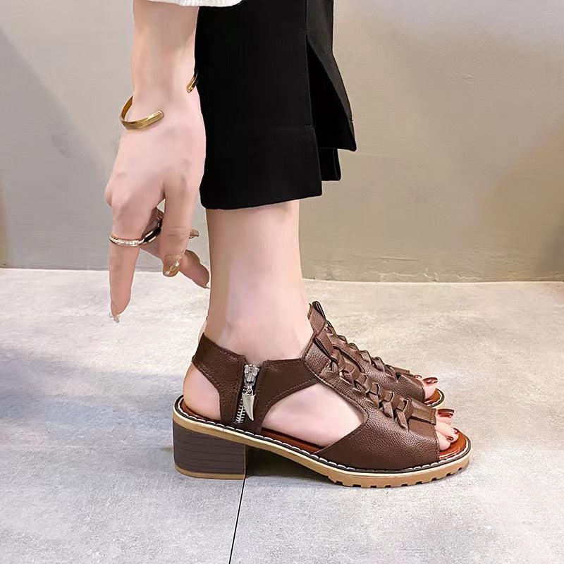 Orthopedic Heeled Lace Sandals