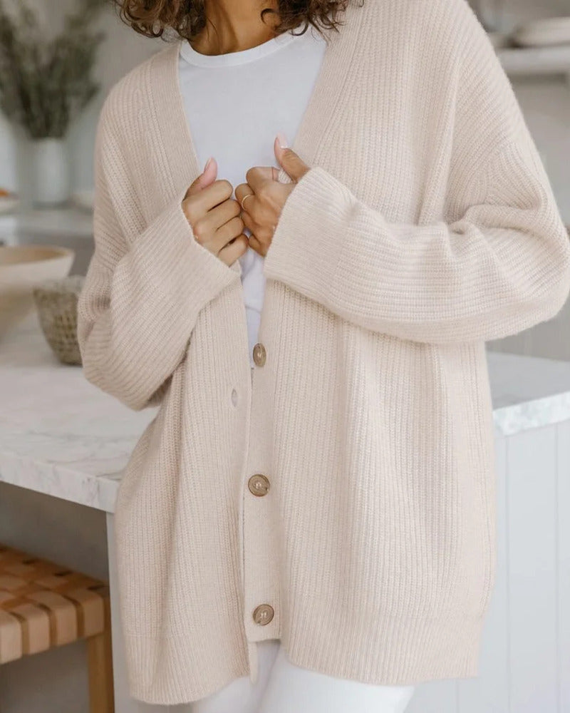 Oversized Soft Knit Cardigan In Neutral Tones