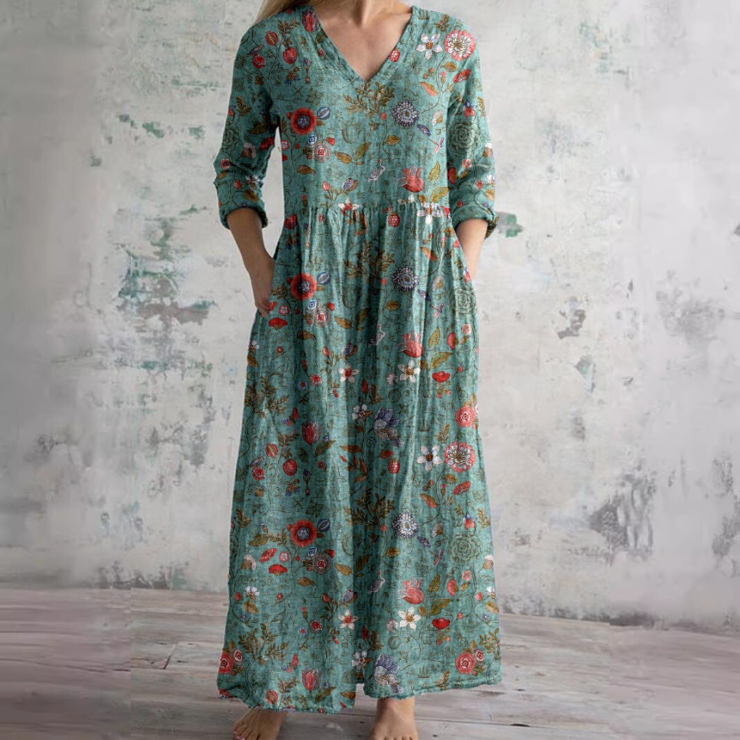 Floral V-Neck Women's Summer Dress