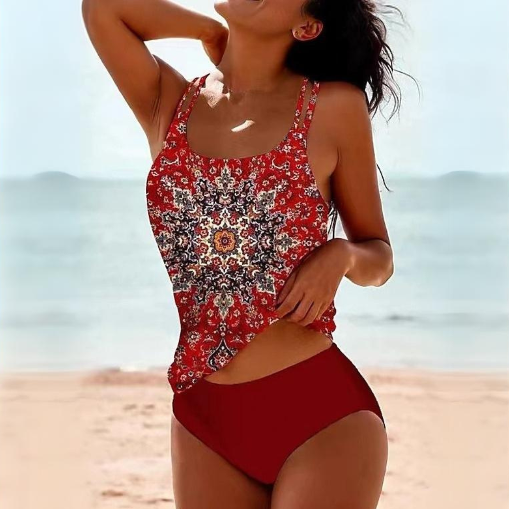 Two-Piece Swimsuit Set with Shorts Bottom