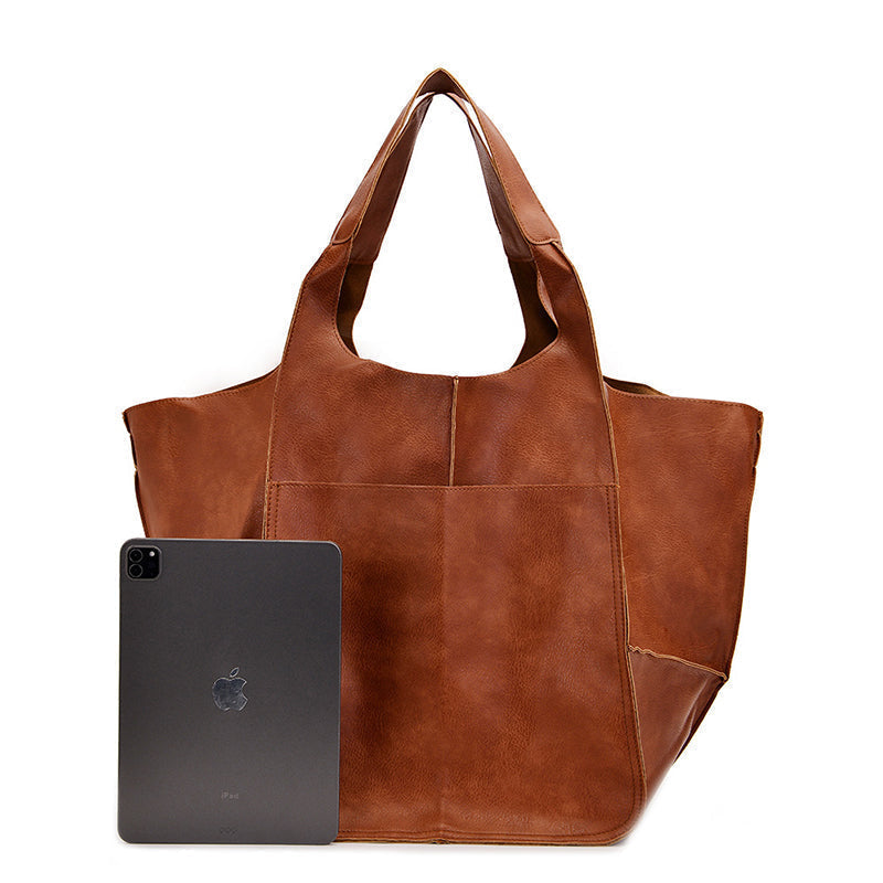 Oversized Vintage Leather Shoulder Bag