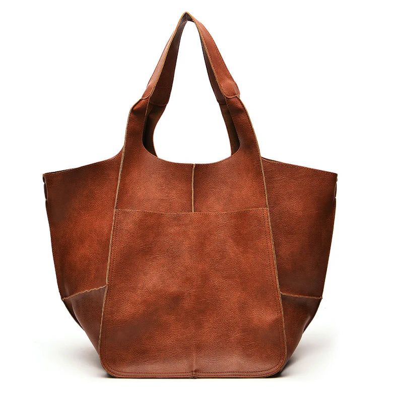 Oversized Vintage Leather Shoulder Bag