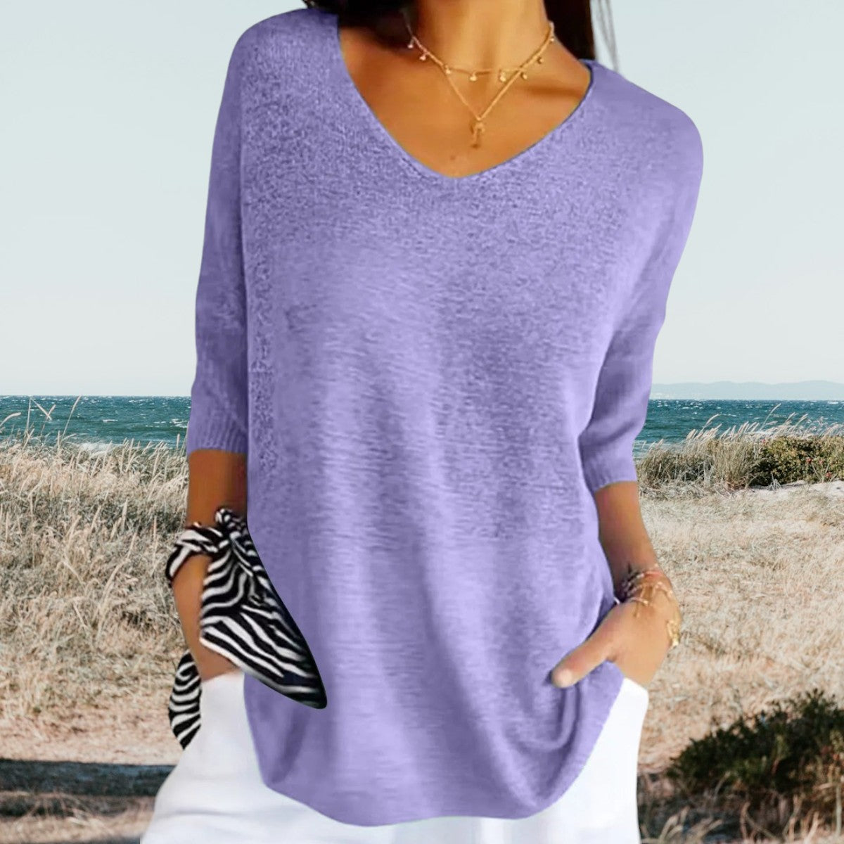 Loose Fit V Neck Summer Top