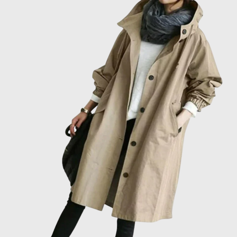 Water Resistant Belted Trench Coat With Pockets