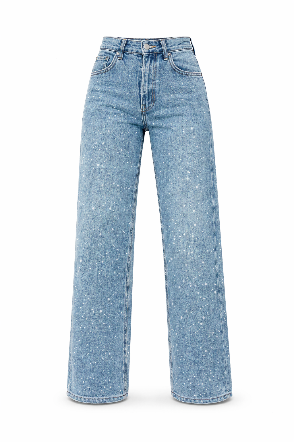 High-Waisted Straight Leg Sequin Detail Jeans
