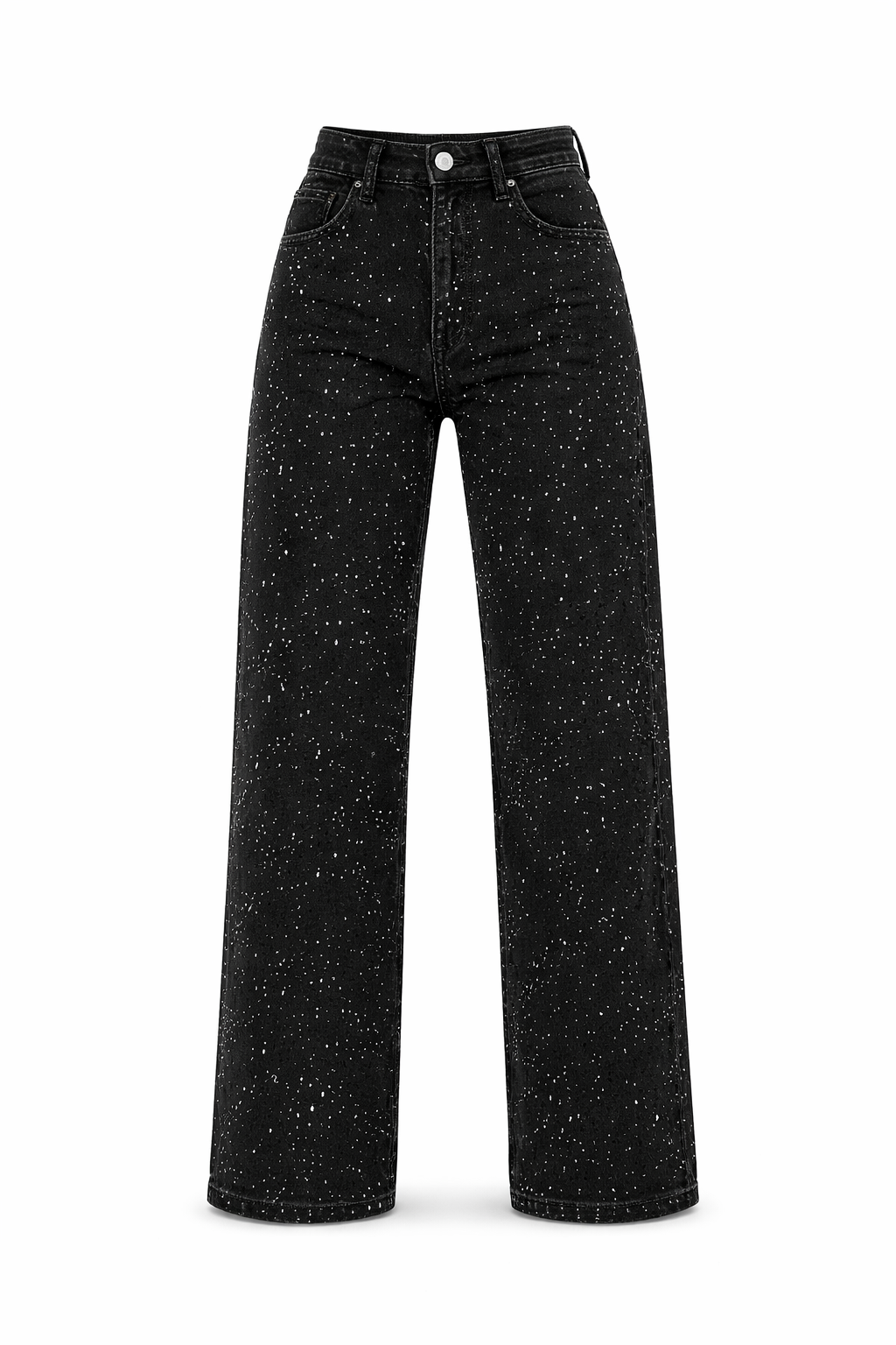 High-Waisted Straight Leg Sequin Detail Jeans