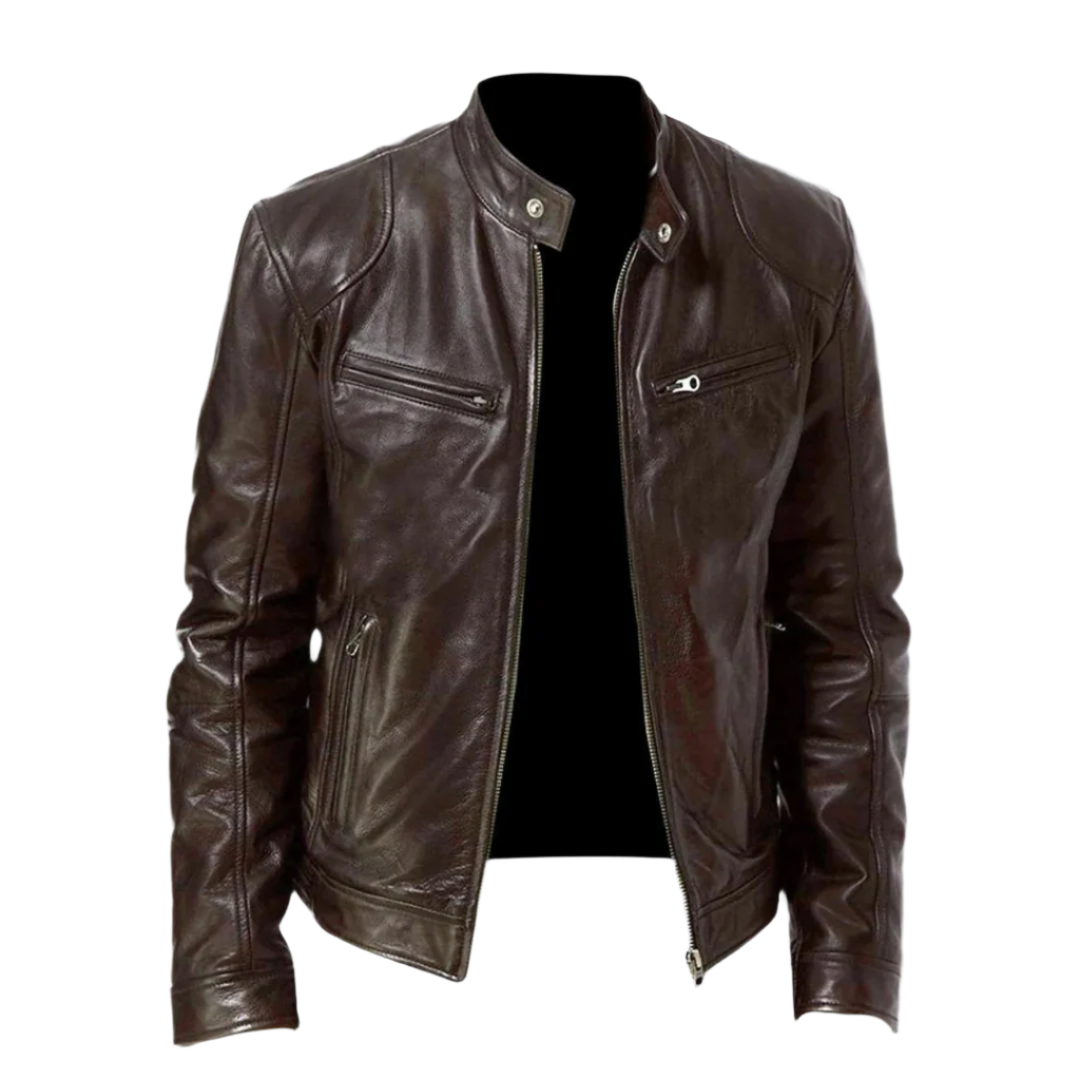 Men's Leather Bomber Jacket