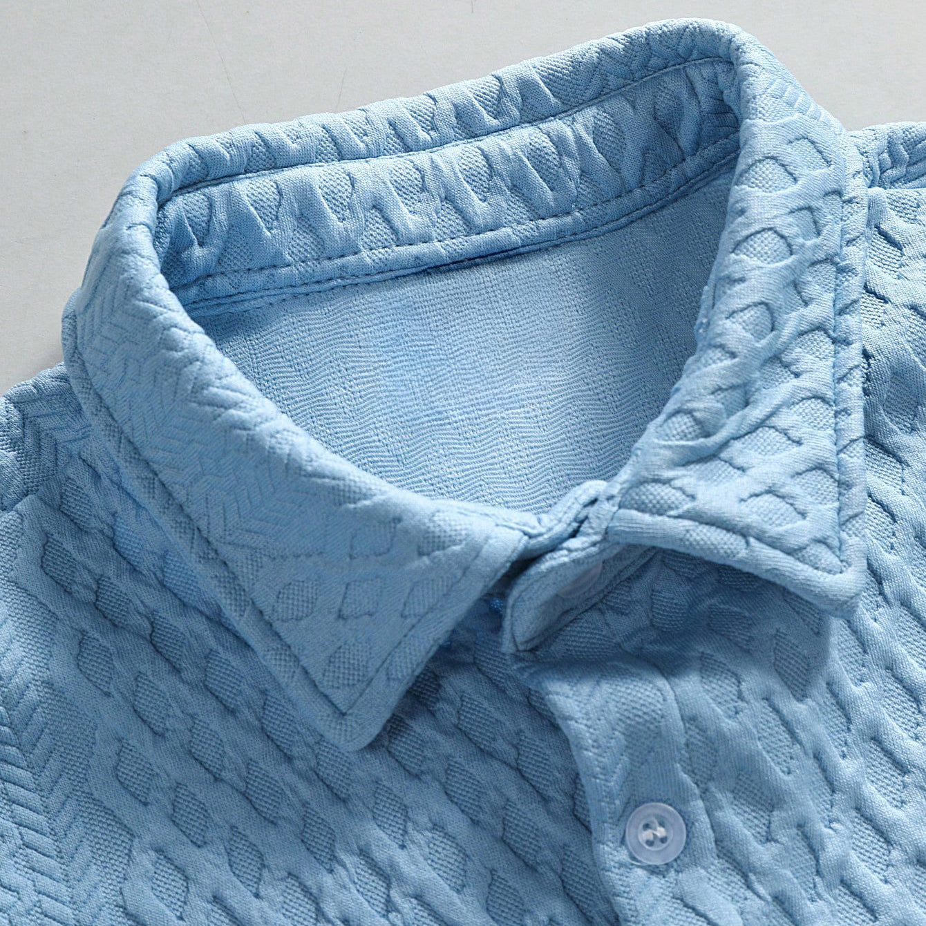 Men's Waffle Knit Short Set – Short Sleeve Shirt – Matching Shorts