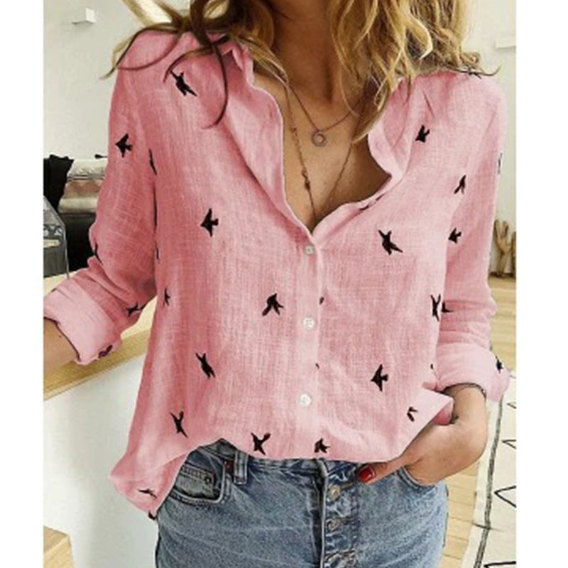 Half Sleeve V-Neck Casual Women Blouse