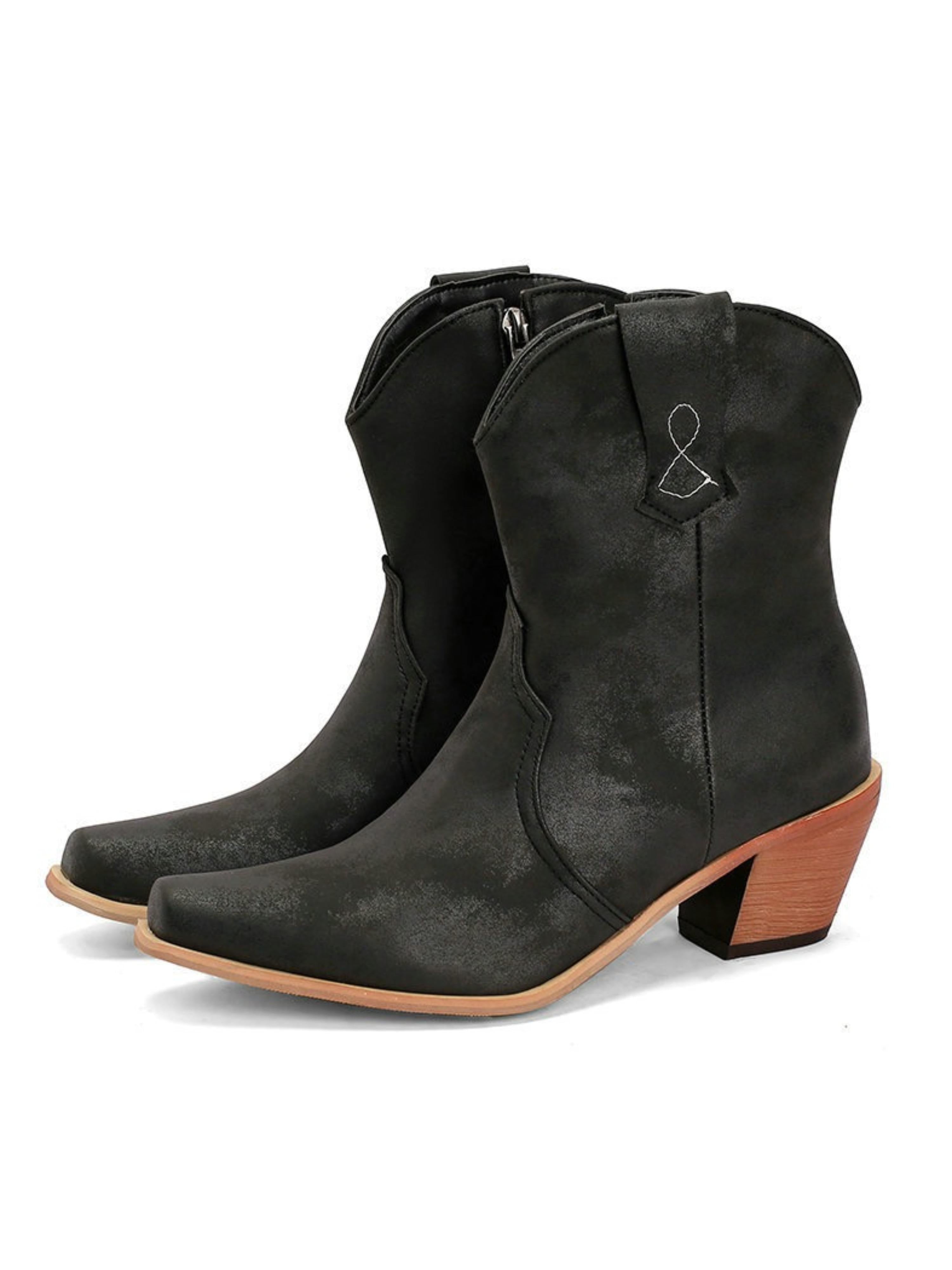 Rustic Wide Calf Snip Toe Cowgirl Boots