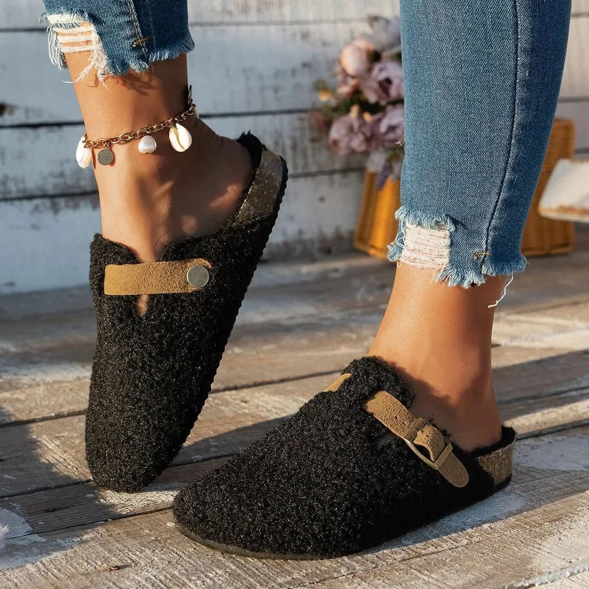 Cozy Sheepskin Mule Slippers for Winter Comfort