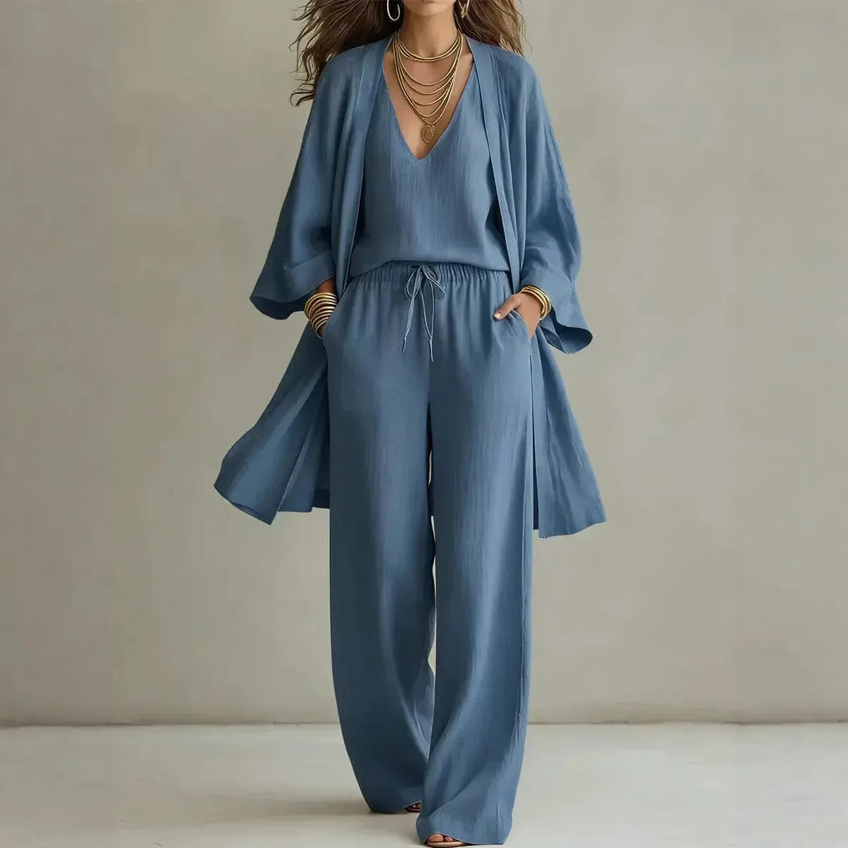 Relaxed Wide-Leg Three-Piece Lounge Set