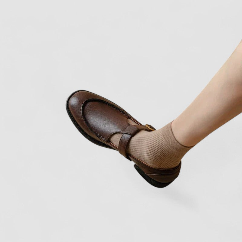 Square Toe Mary Jane Shoes With Low Stacked Heel