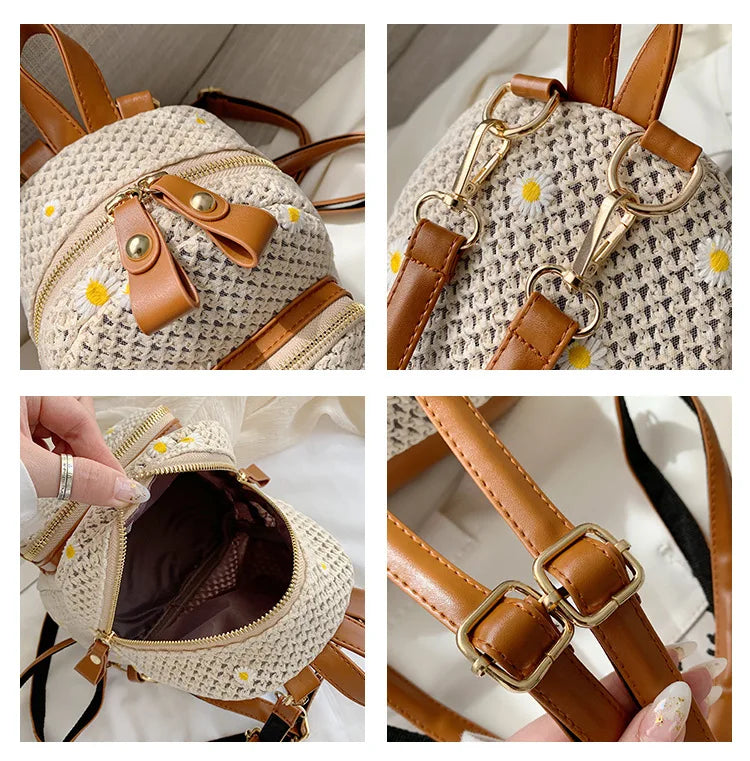 Floral Embroidered Structured Crossbody Bag