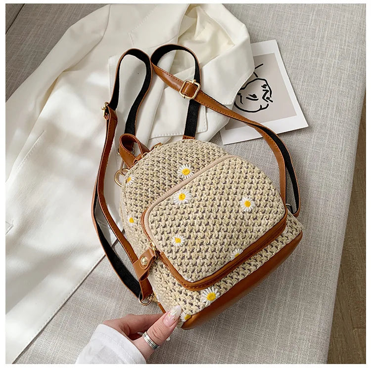 Floral Embroidered Structured Crossbody Bag
