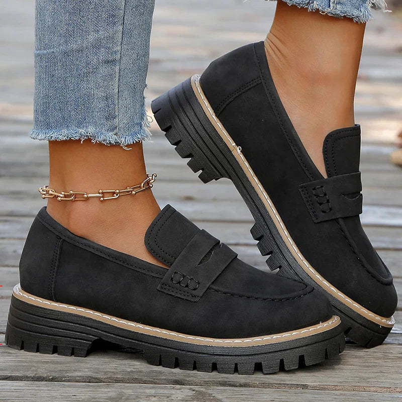 Arden Suede Platform Loafers with Chunky Rubber Sole