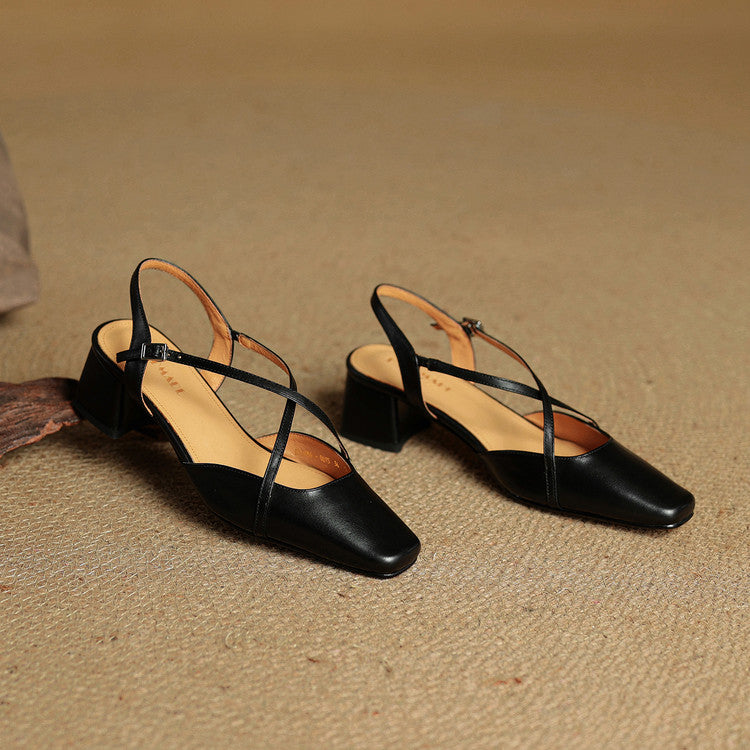 Adjustable Buckle Strap Block Heels