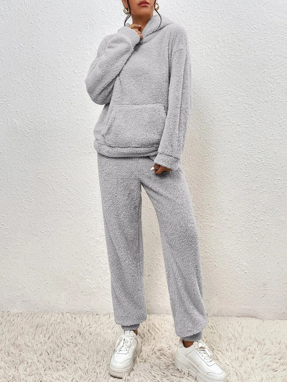 Cozy Hooded Teddy Fleece Lounge Set