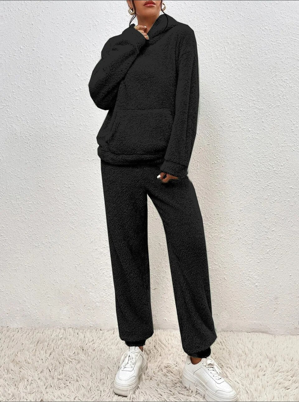 Cozy Hooded Teddy Fleece Lounge Set