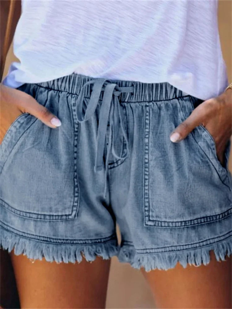 Women's Frayed Hem Casual Summer Shorts