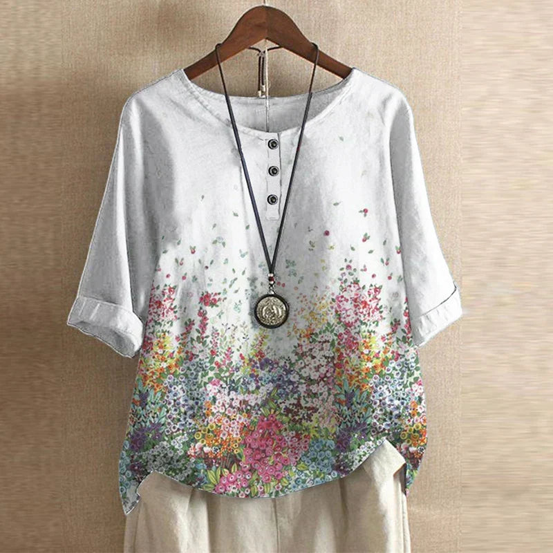 Short Sleeve Floral Print Blouse