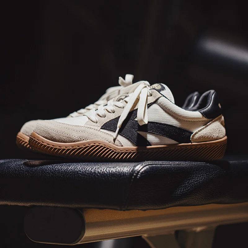 Suede Retro Sneakers With Shock Absorbing Sole