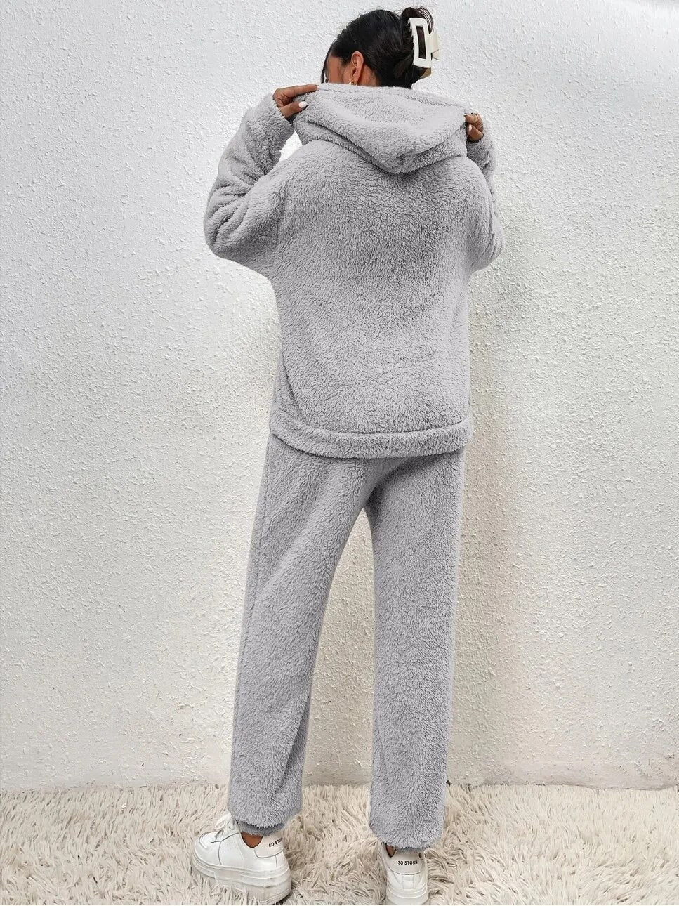 Cozy Hooded Teddy Fleece Lounge Set