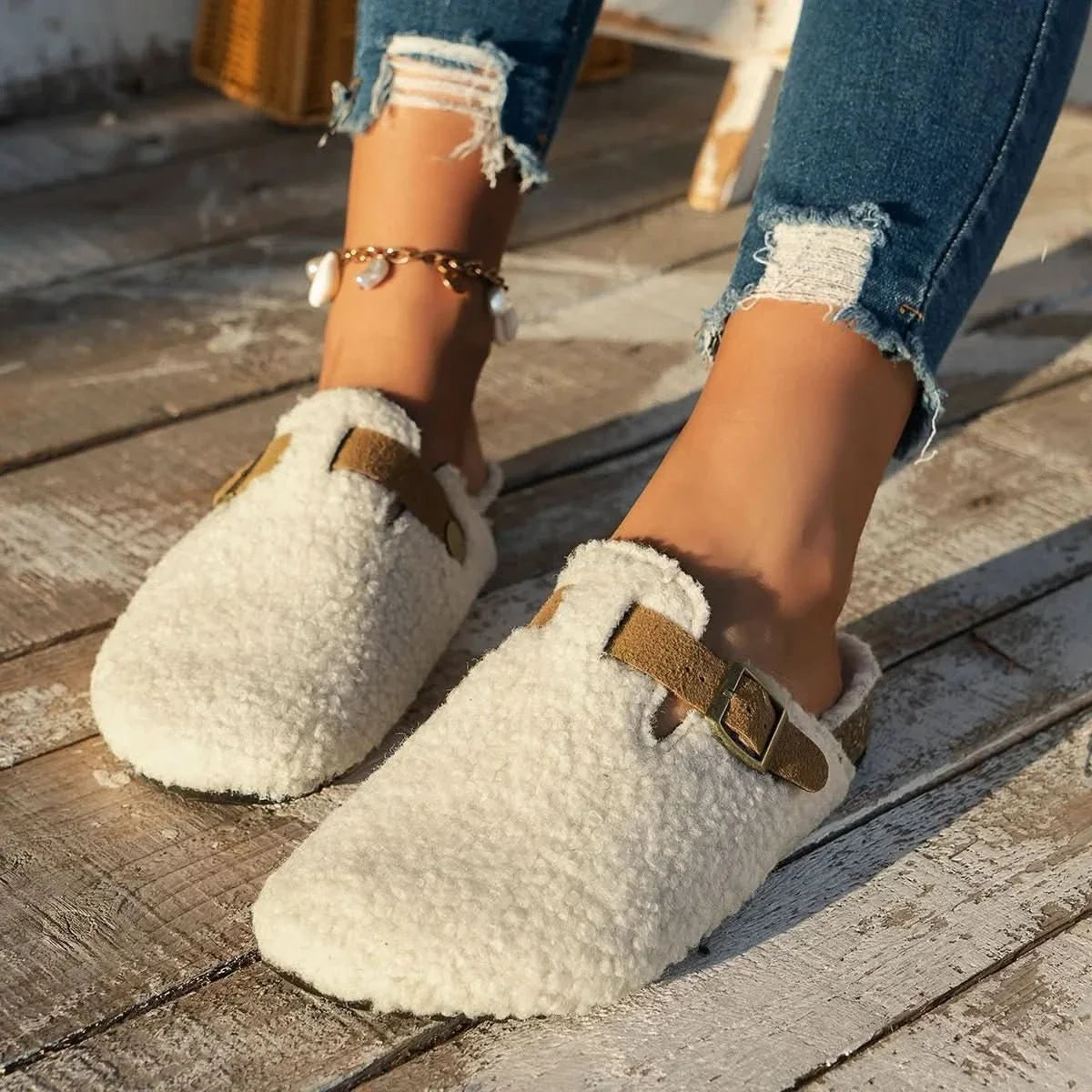 Cozy Sheepskin Mule Slippers for Winter Comfort
