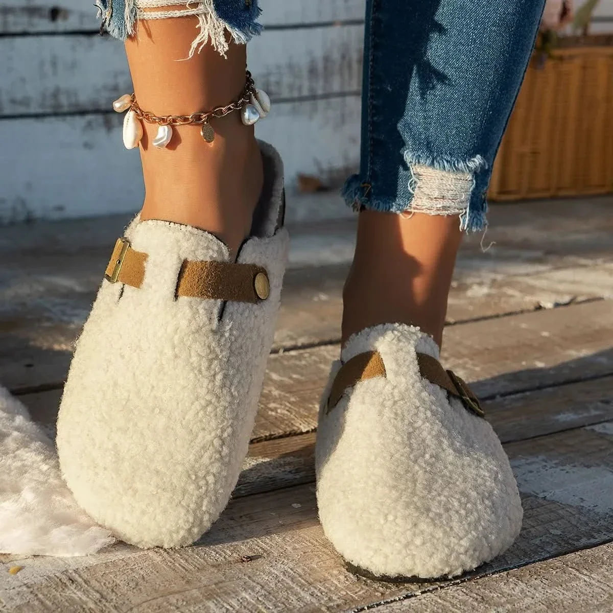 Cozy Sheepskin Mule Slippers for Winter Comfort